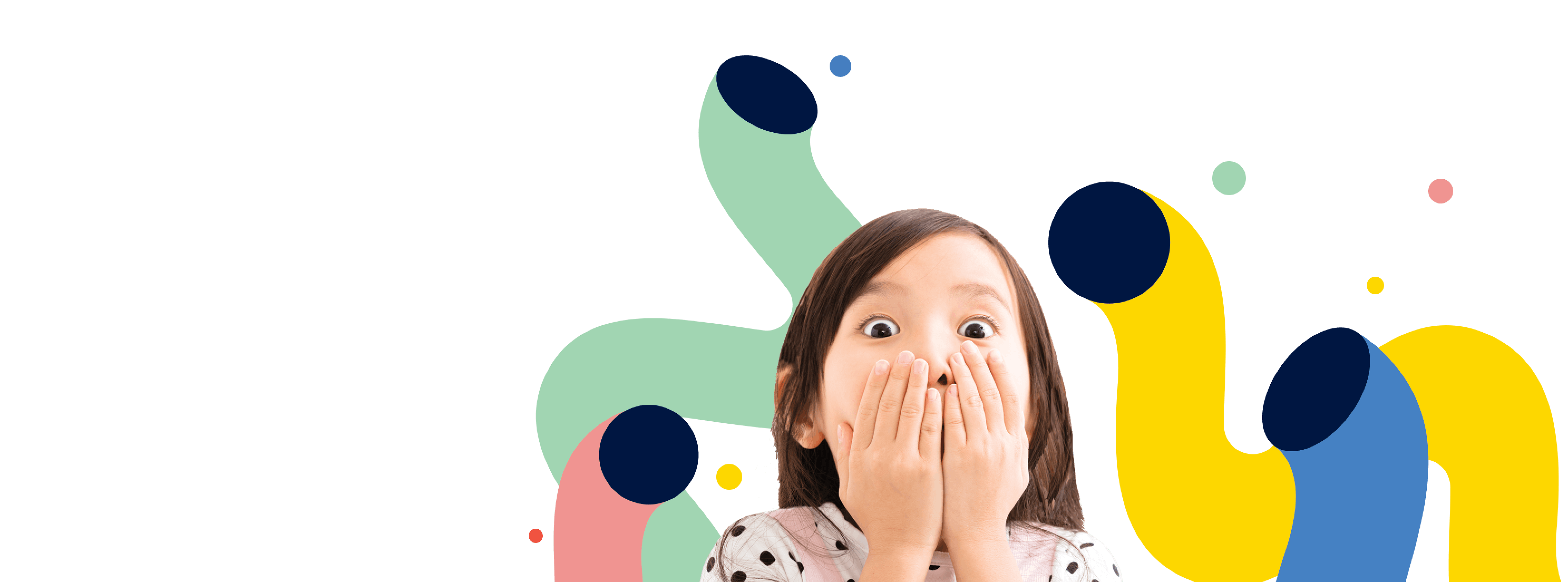 Illustration of a young girl covering her hands over her mouth in a look of surprise