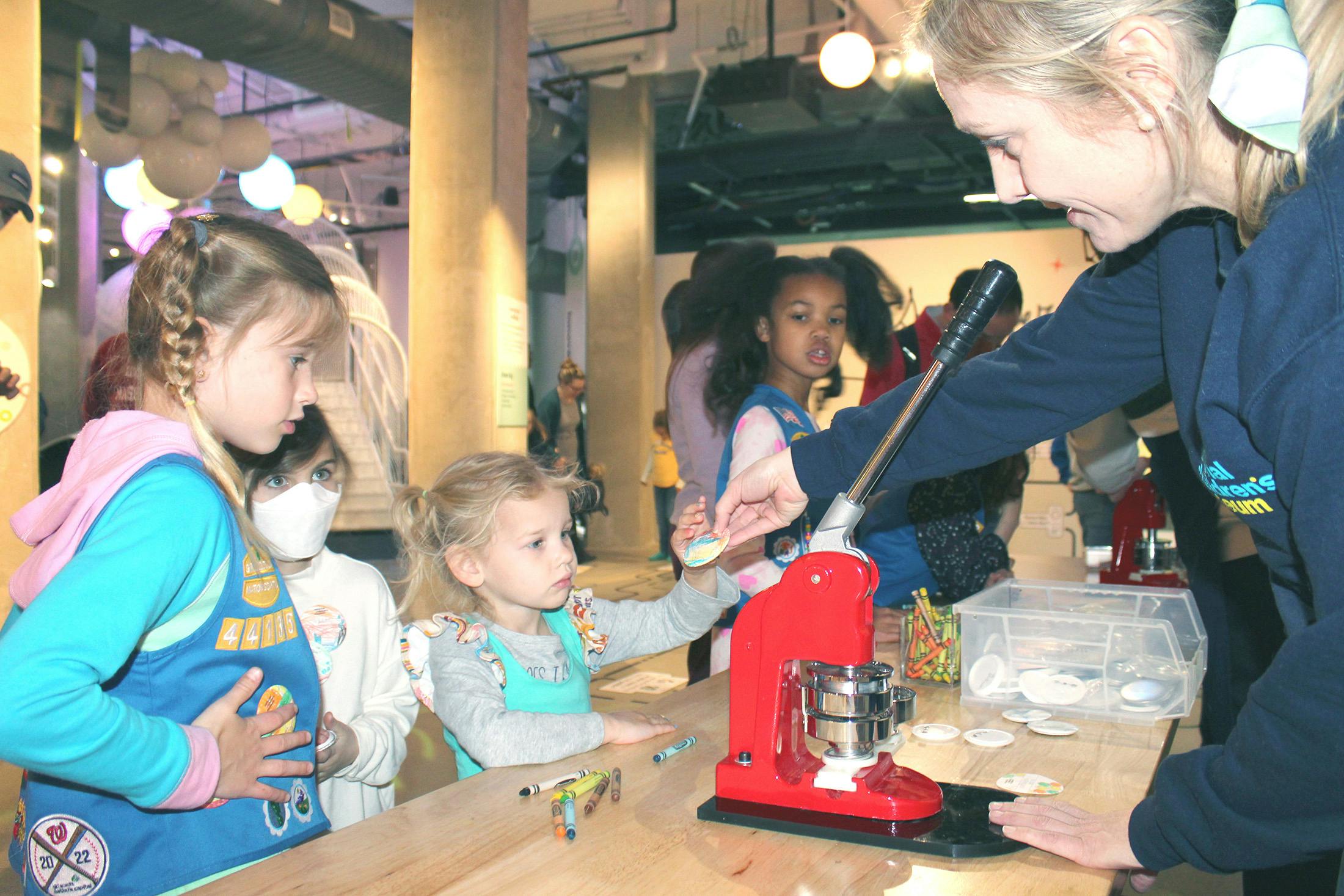 Girl scouts participating in Girl Scout Day programming at National Children's Museum
