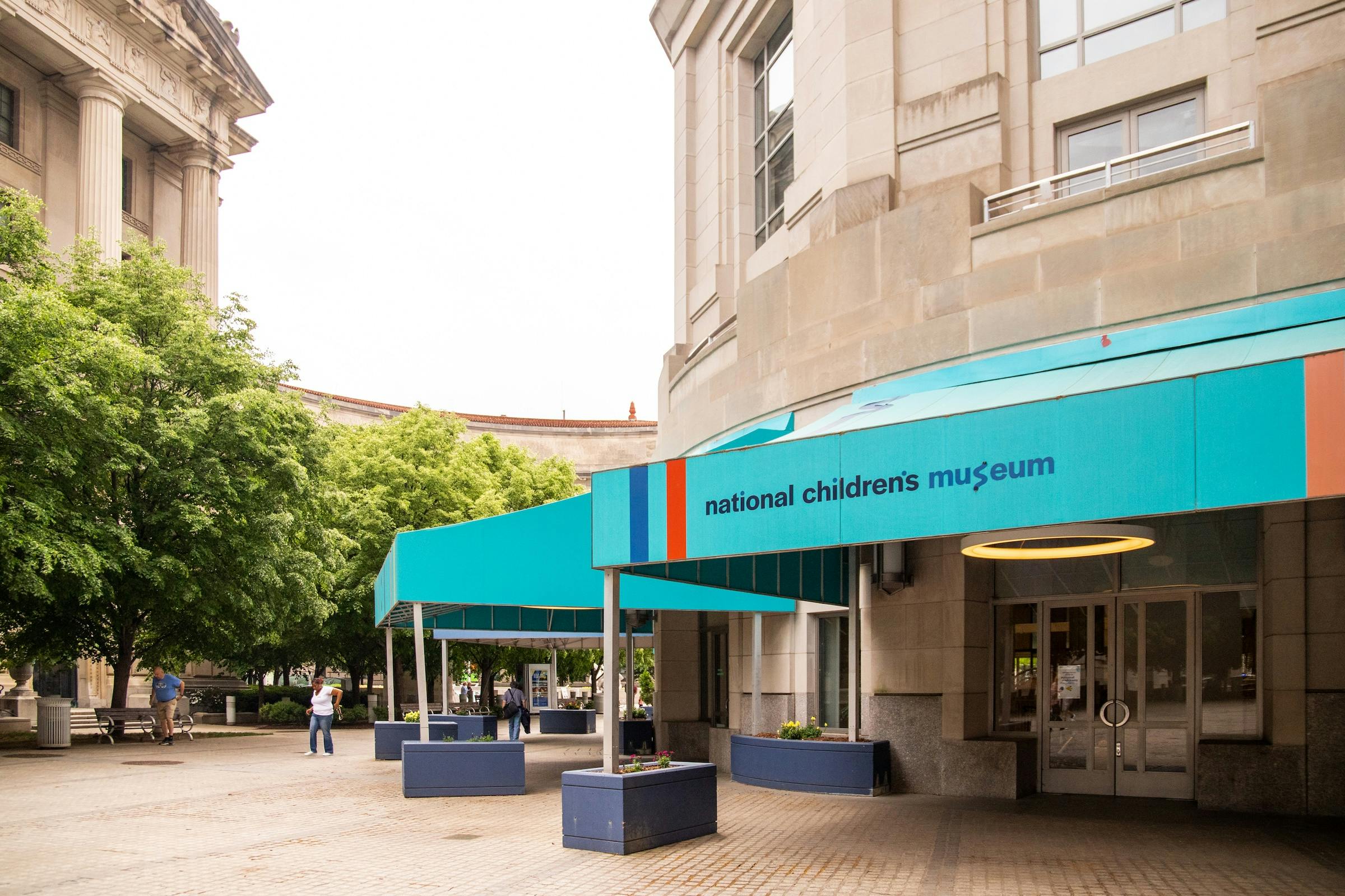 Exterior shot of the Museum's outdoor awnings
